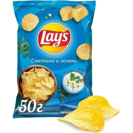 Чипсы картофельные Lay's со вкусом Сметана и зелень 50 г (4690388107772)