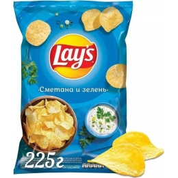 Чипсы картофельные Lay's со вкусом Сметана и зелень 225 г (4690388105921)