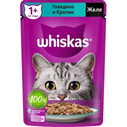 Влажный корм для кошек Whiskas кусочки в желе с говядиной и кроликом 75 г (4660085513961)