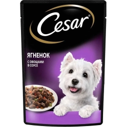 Влажный корм для собак Cesar Adult кусочки с ягненком и овощами в соусе 85 г (4660085510663)