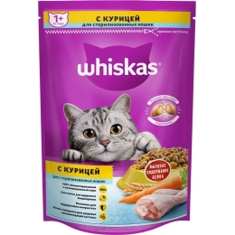 Сухой корм для стерилизованных кошек Whiskas с курицей и вкусными подушечками 350 г (4607065372804)