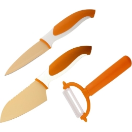 Набор ножей и овощечистка Granchio 88685 Coltello 3 пред., оранжевый