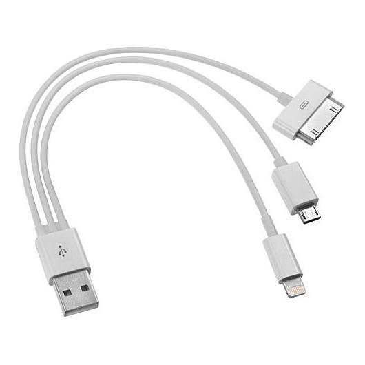 Универсальный кабель DeTech USB AM to iphone4+iphone5/6+Micro5pin