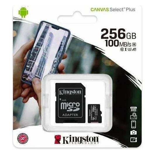 Карта памяти KINGSTON microSDXC 256Gb Canvas Select+ A1 (R100/W85) +ad