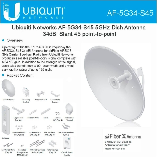 Антенна UBIQUITI DISH AIRFIBERX 5GHZ AF-5G34-S45