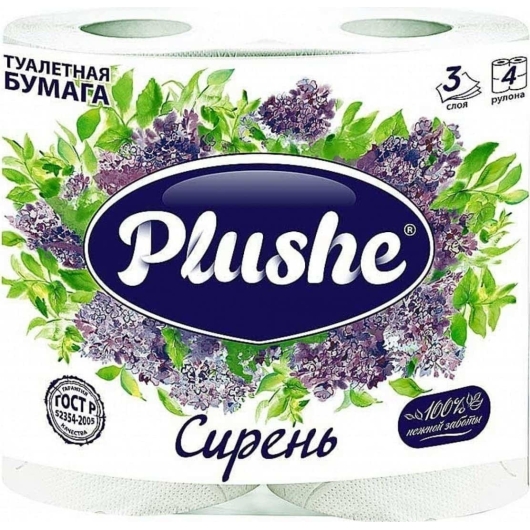 Туалетная бумага Plushe Deluxe Light Сирень 4 шт по 15м 3 слоя (7942361012465)