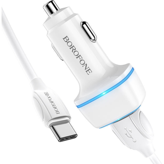 АЗУ 2USB 2.4A для Type-C с индикацией LED Borofone BZ14 (White)