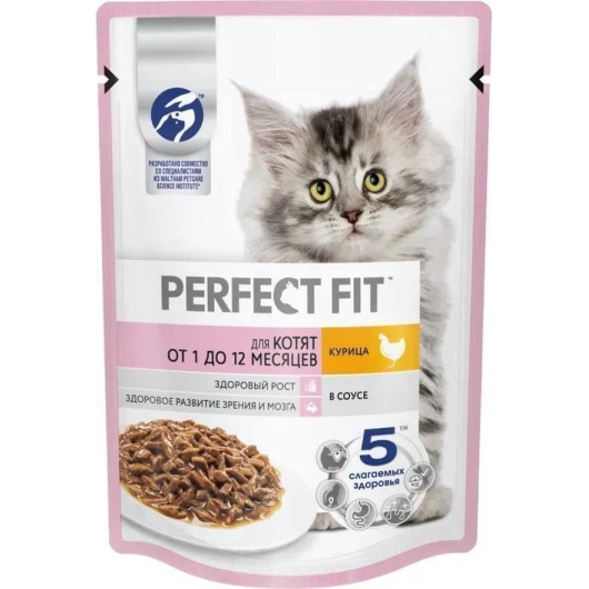 Влажный корм для котят Perfect Fit курица в соусе 75 г (4660085515545)