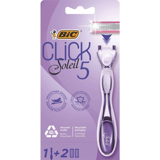 Станок для бритья Bic, Click Soleil 5, для женщин, 5 лезвий, 2 сменные кассеты